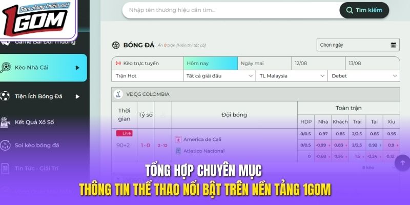 Tổng hợp chuyên mục thông tin thể thao nổi bật trên nền tảng 1GOM